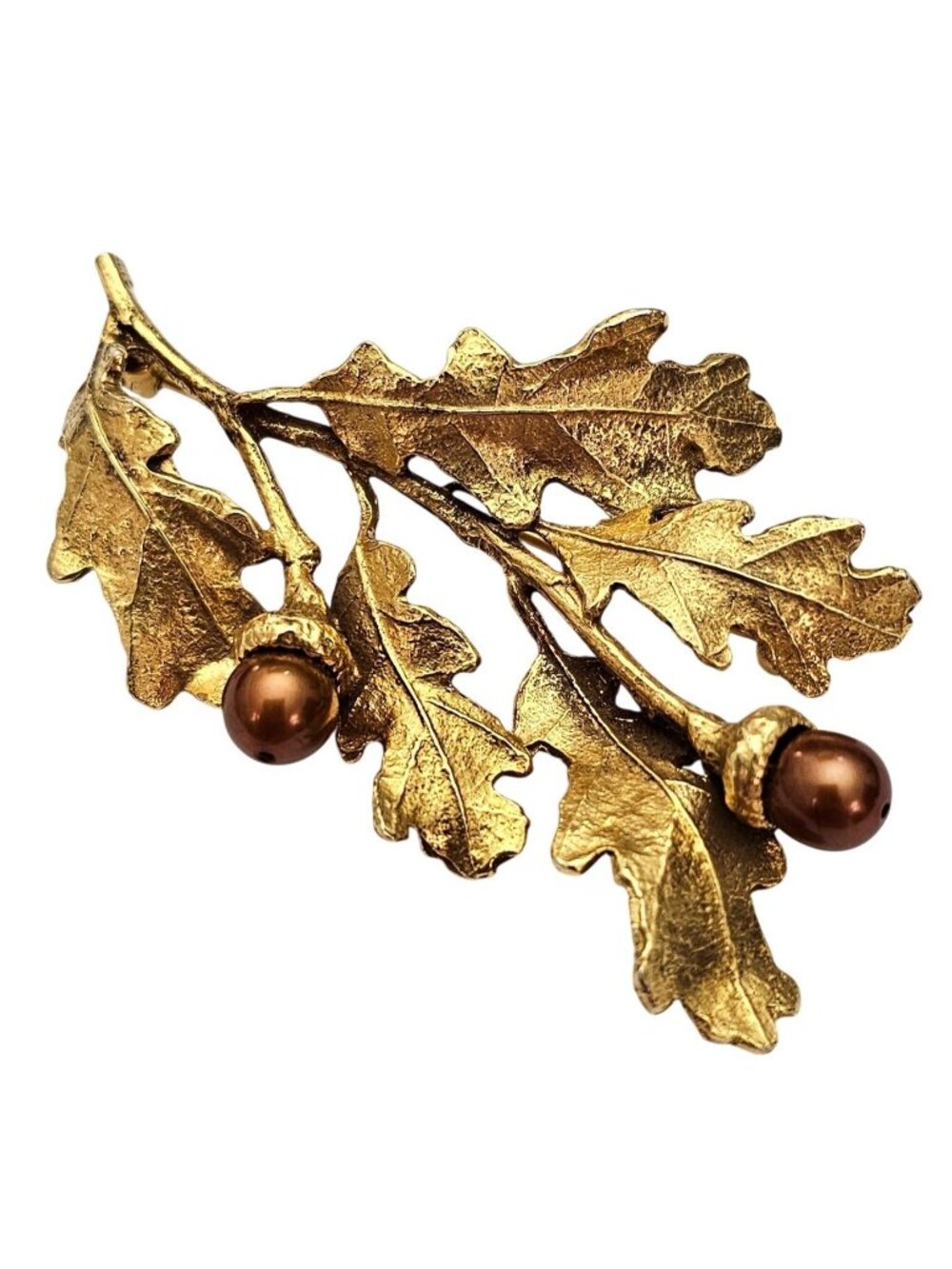 MMA Oak Leaf, Acorn Brooch Branch Faux Pearl Pin Signed, J735 - Picture 10 of 10
